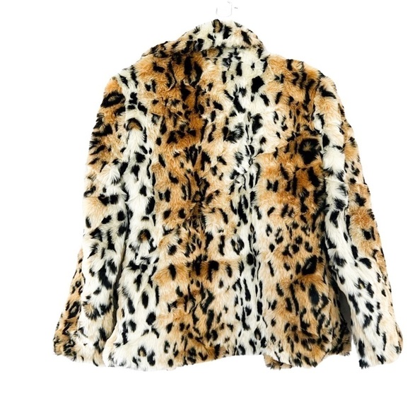 SUPERDOWN Faux Fur Animal Print Open Oversized Coat Sz XS - Picture 4 of 9